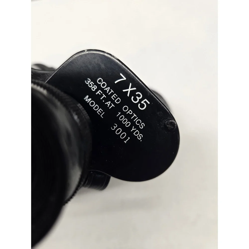 Traq 7x35 Coated Optics Binoculars Model 3001 Black Vintage Field Glasses